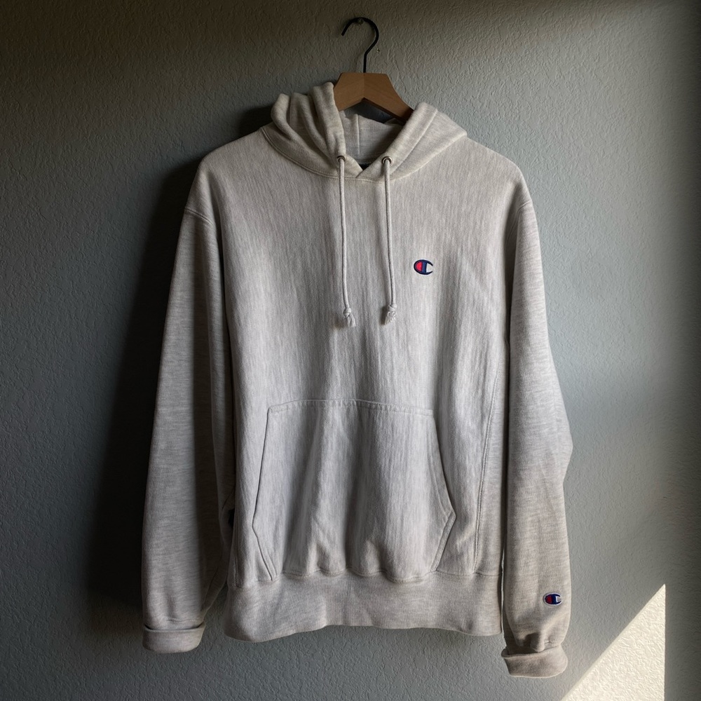 Champion Sweatshirt White/Light Light Grey Medium - Perfect Condition
